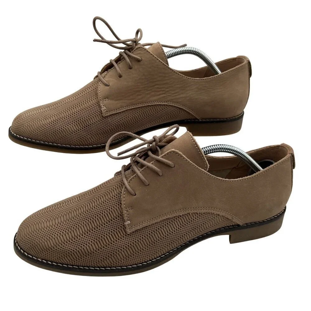 ALDO NEW Mens10 Maedagua Lace Up Oxford Shoes Suede Mesh Beige Portugal Made